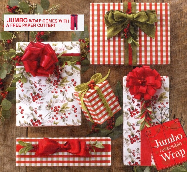 #2514 Winterberry Wishes Reversible Jumbo Roll W/FREE Paper Cutter