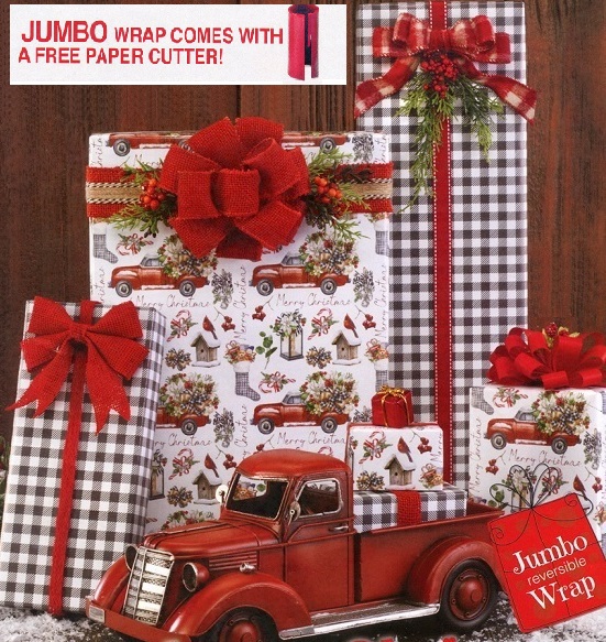#2516 Farmhouse Christmas Reversible Jumbo Roll W/FREE Paper Cutter