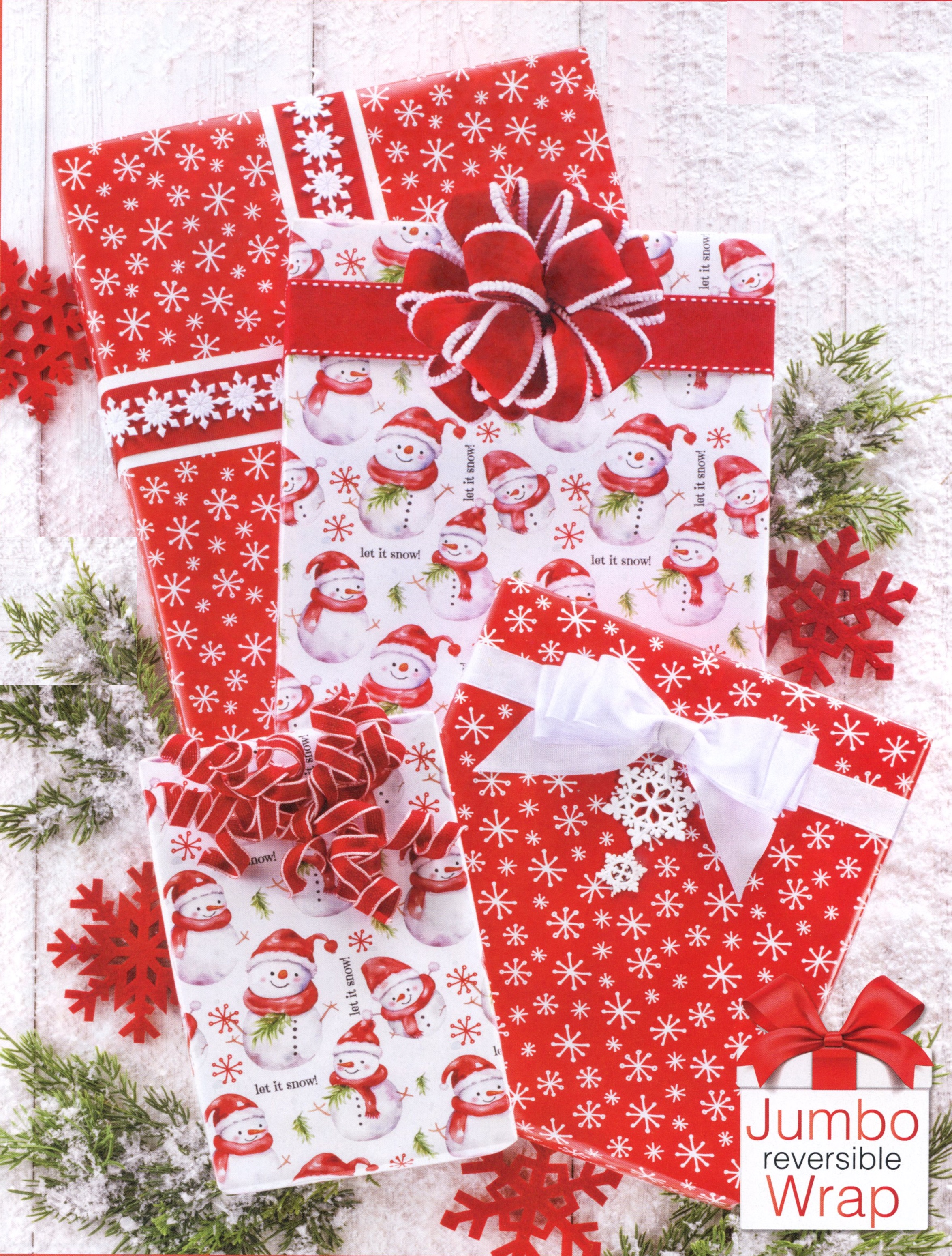 #2602 Let It Snow Reversible Gift Wrap Jumbo Roll 