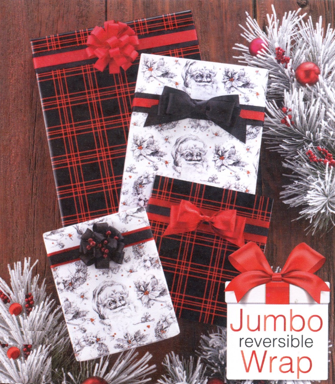 #2616 Sketchbook Santa Reversible Gift Wrap Jumbo Roll 