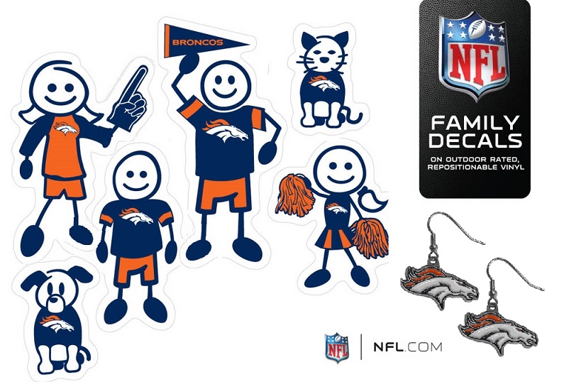 #1008 Denver Broncos Earrings and Family Decal Stickers