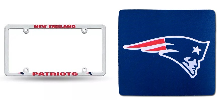 #0999 New England Patriots License Plate & Mouse Pad
